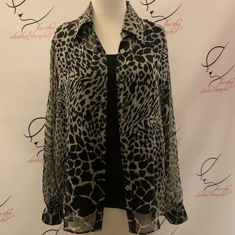 New York City Design Co. Size L. Silk Semi Sheer Shirt w/ Attached Cami/Tank B28